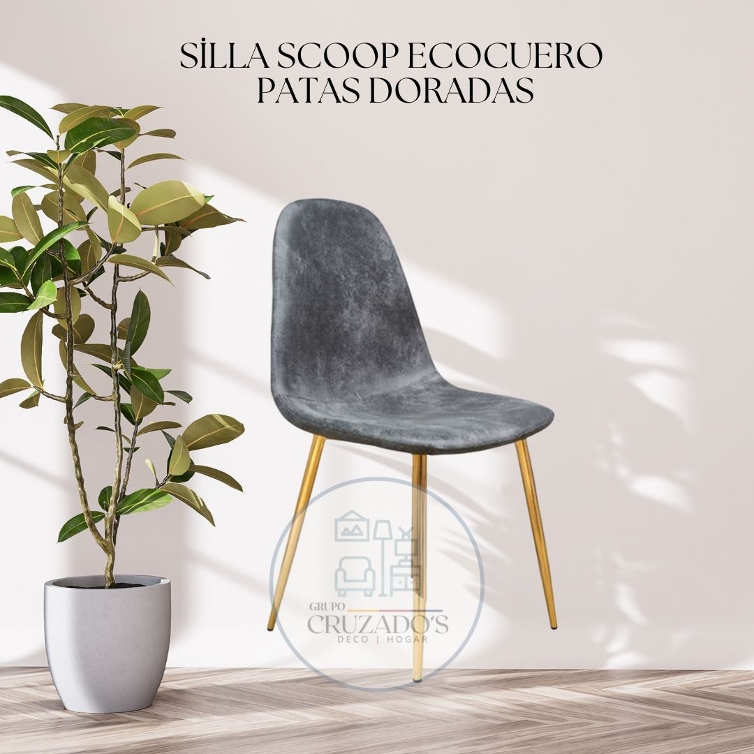 SILLAS SCOOP ECO CUERO PATAS DORADAS