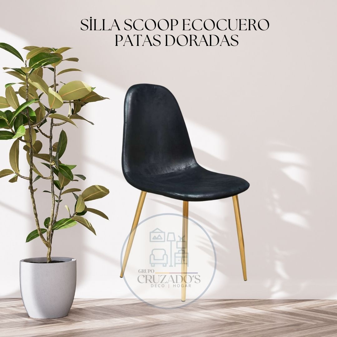SILLAS SCOOP ECO CUERO PATAS DORADAS