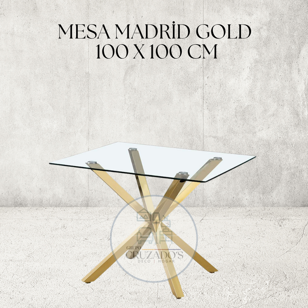 Mesa Madrid Cuadrada 100x100 cm patas doradas
