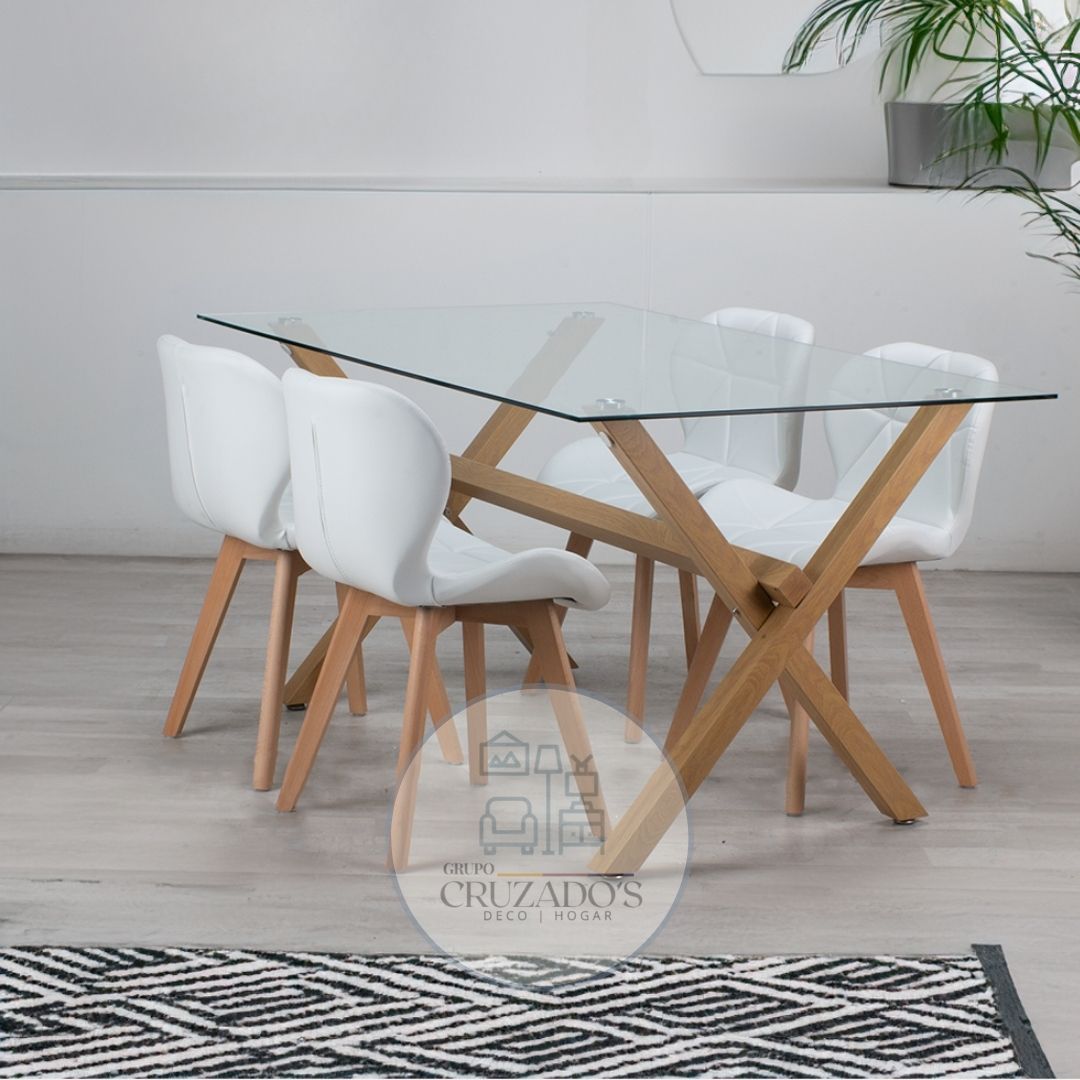 JUEGO COMEDOR 140X90 + SILLAS FIORI ECOCUERO