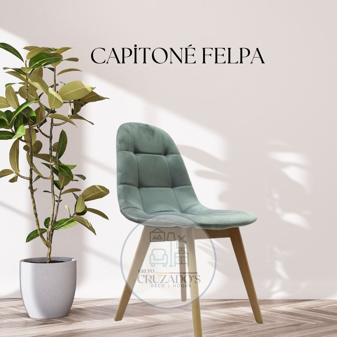 COMEDOR MESA CIRCULAR 100 cm+ SILLAS CAPITONE FELPA