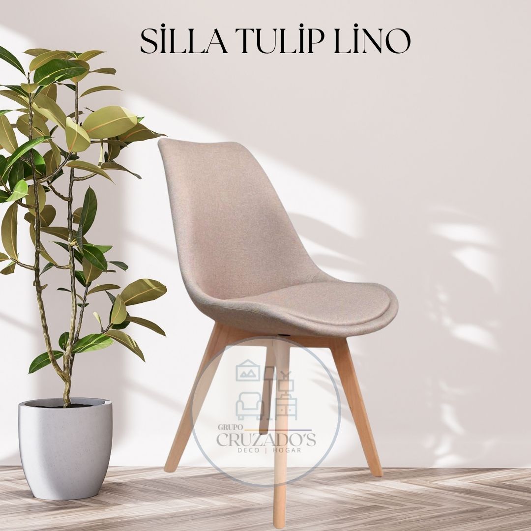 JUEGO COMEDOR 140X90 + SILLAS TULIP LINO
