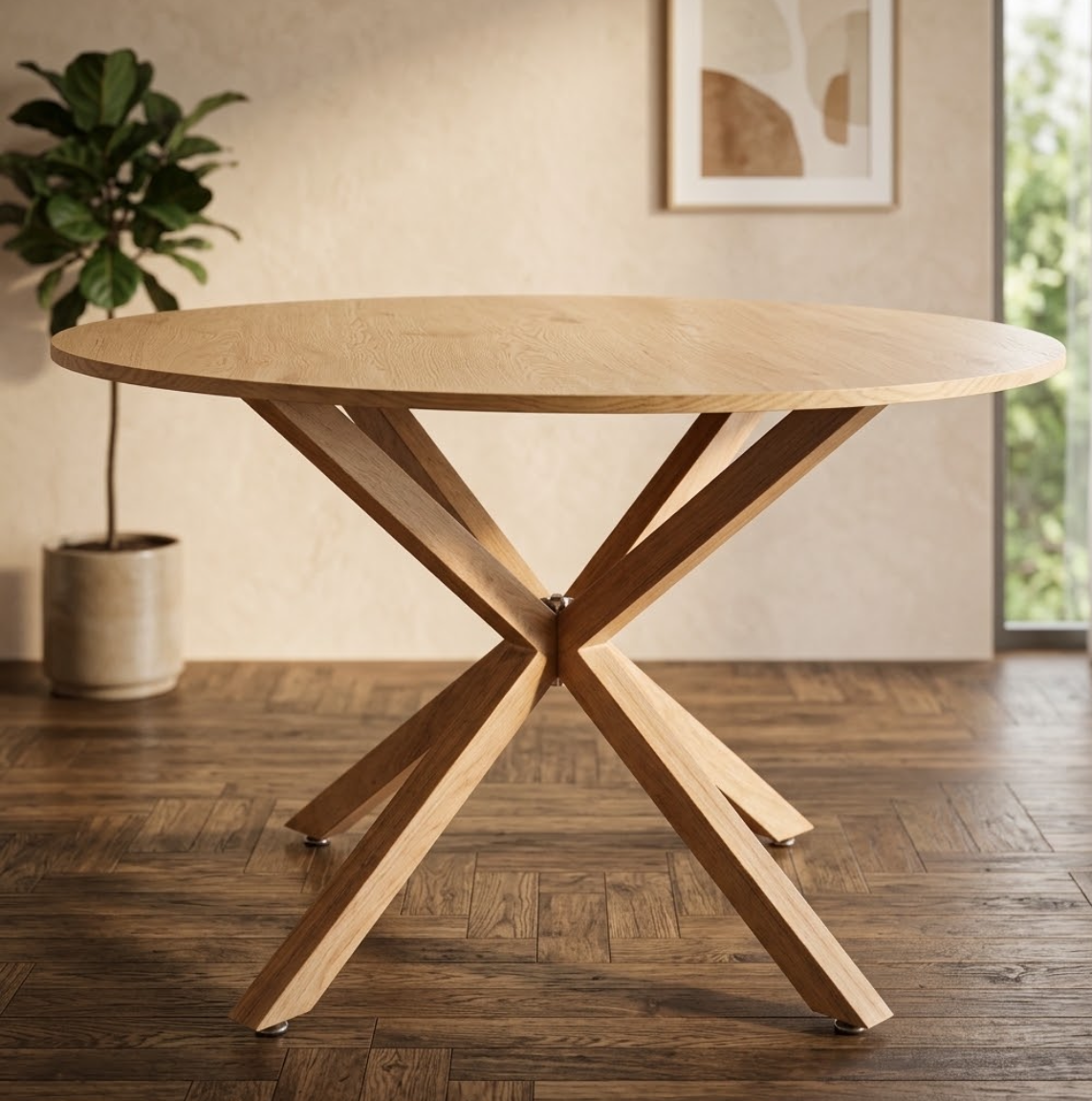 Mesa circular 120 cm + sillas felpa