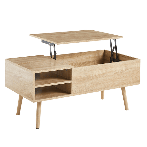 Mesa de Centro elevable con bandeja y almacenamiento - Madera