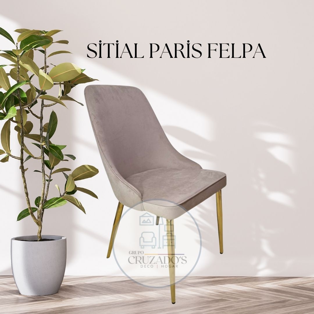 COMEDOR MESA CIRCULAR DORADO 120 cm+ 4 SILLAS ELEGANTE FELPA