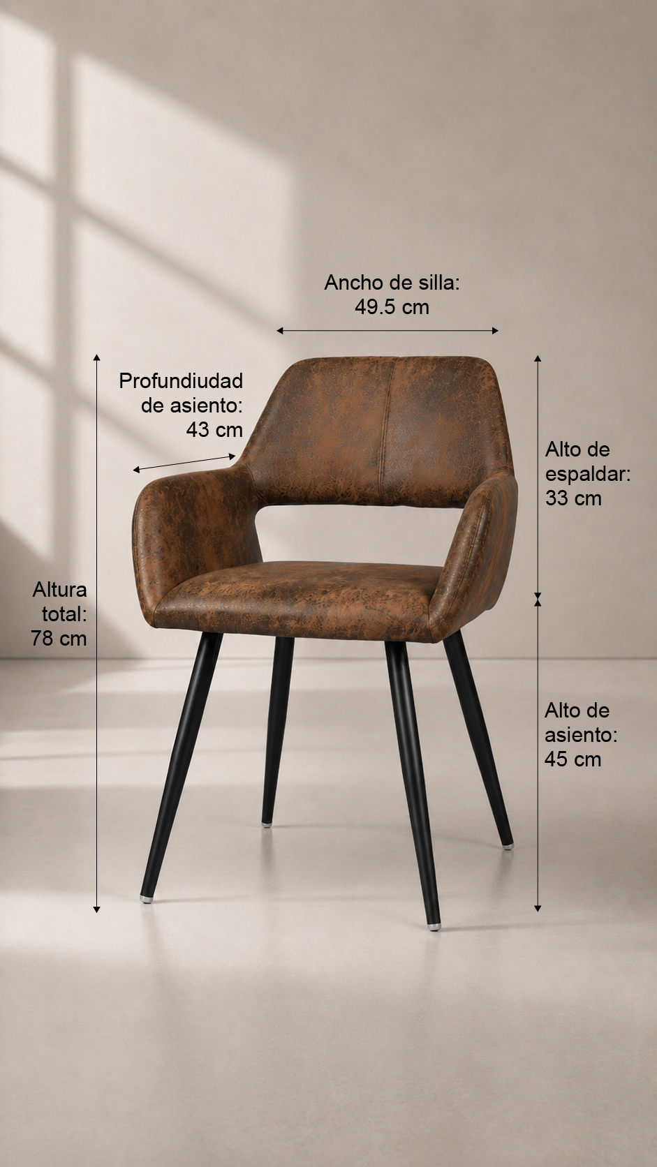 Comedor Circular 100cm + 4 sitiales CAFE