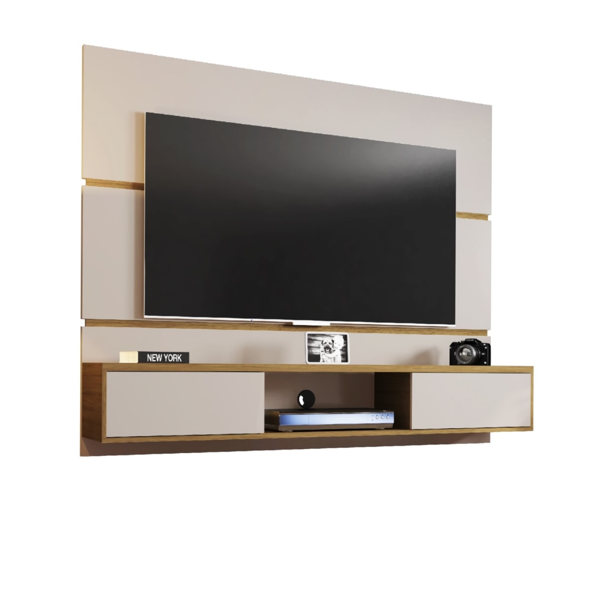 Panel Rack Tv 65" Ambar Blanco invierno Canela