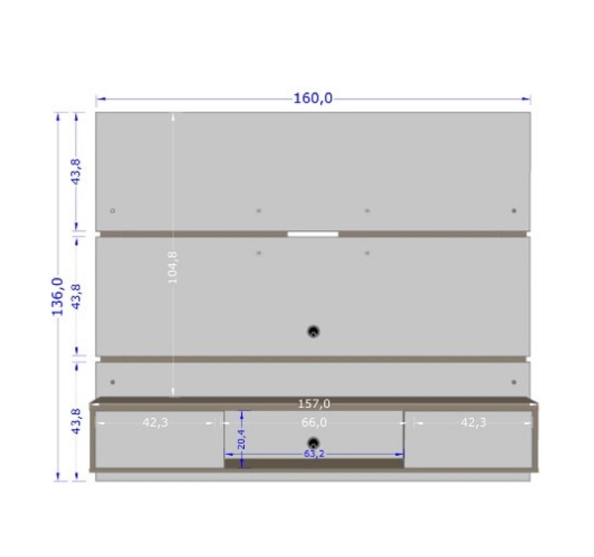Panel Rack Tv 65" Ambar Blanco invierno Canela