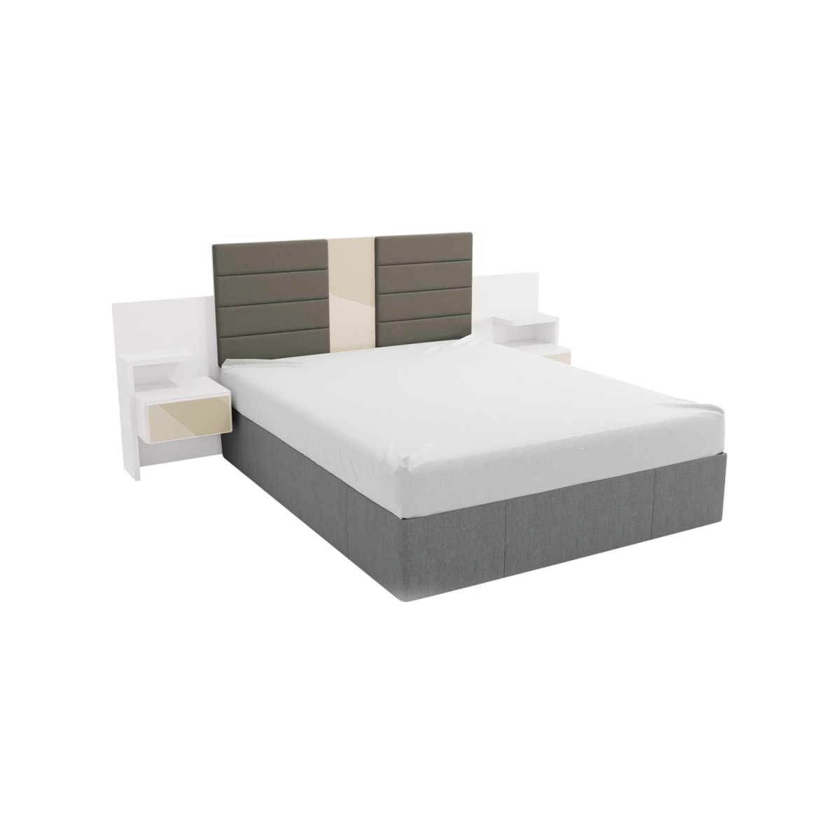 Respaldo de Cama con Veladores London Blanco