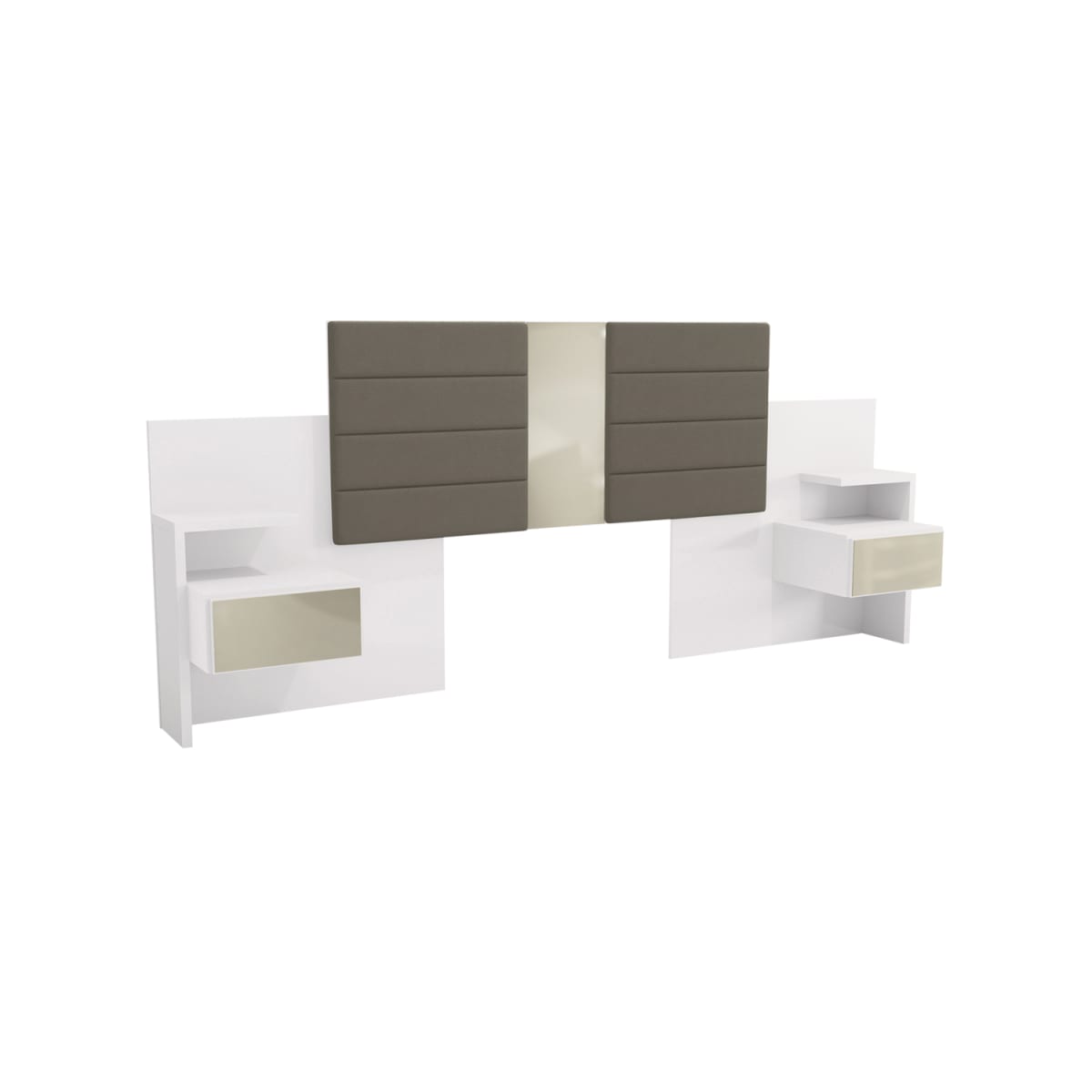 Respaldo de Cama con Veladores London Blanco