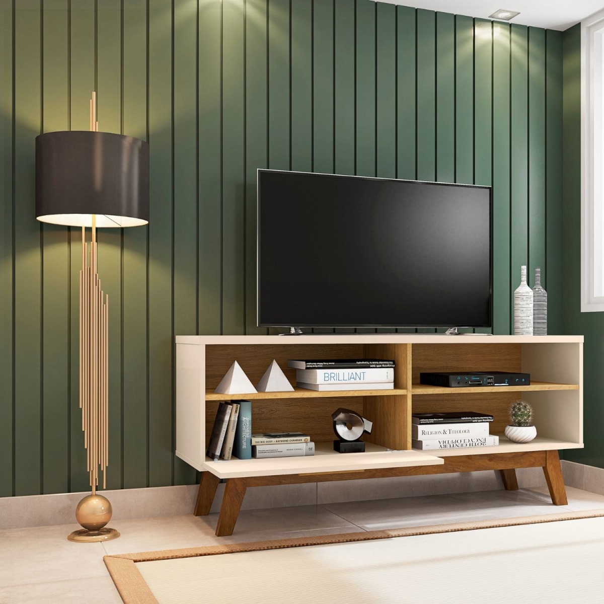 Rack Tv 55" Paladio Blanco Invierno Canela