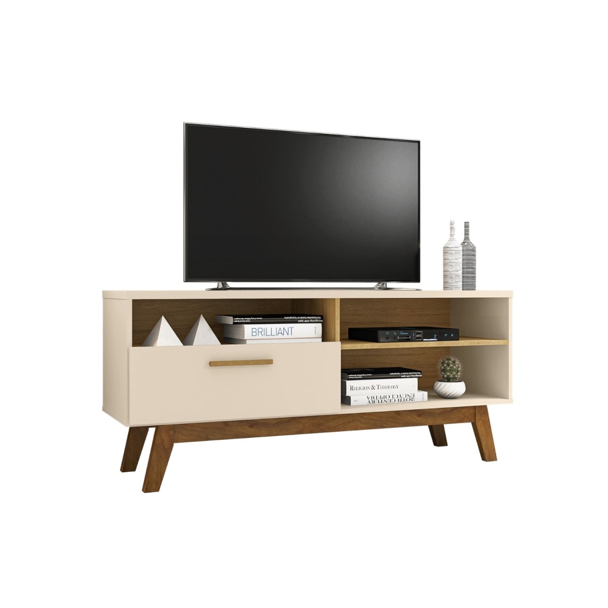 Rack Tv 55" Paladio Blanco Invierno Canela