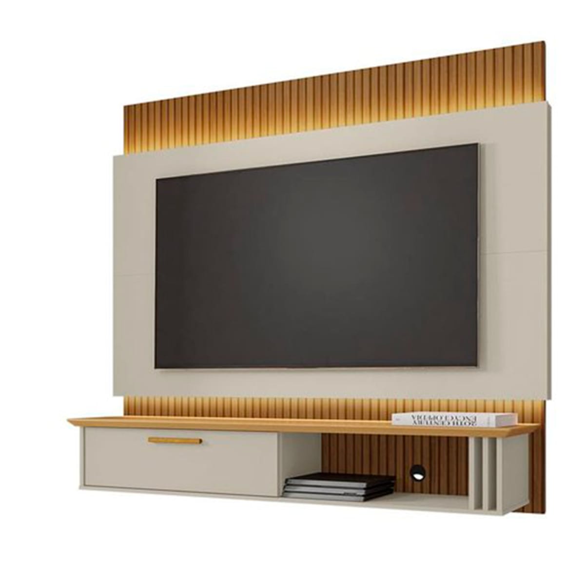 Panel Rack Tv 65" Paris Blanco Invierno con Luces Led
