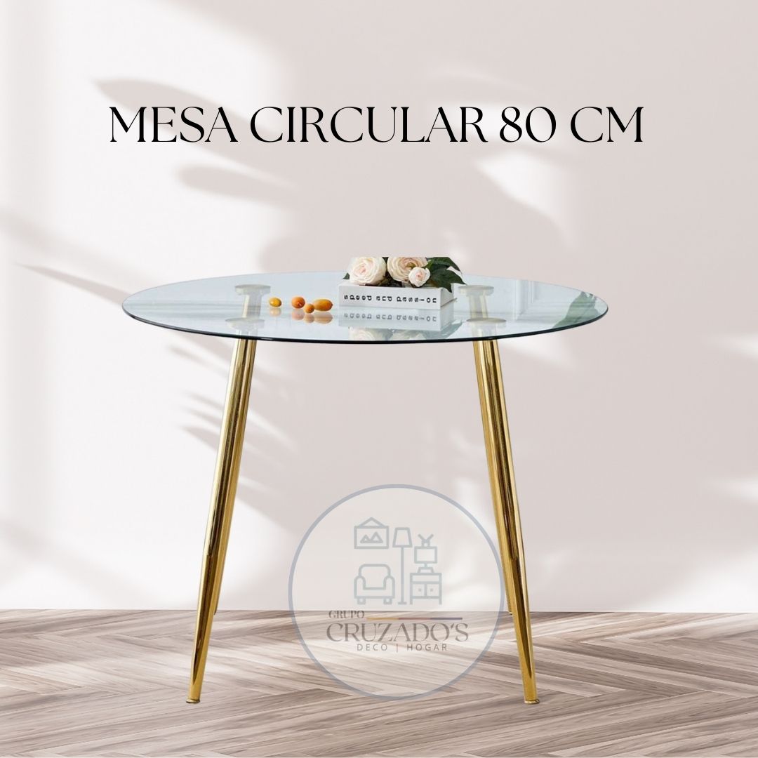 MESA DE COMEDOR 120CM DORADO