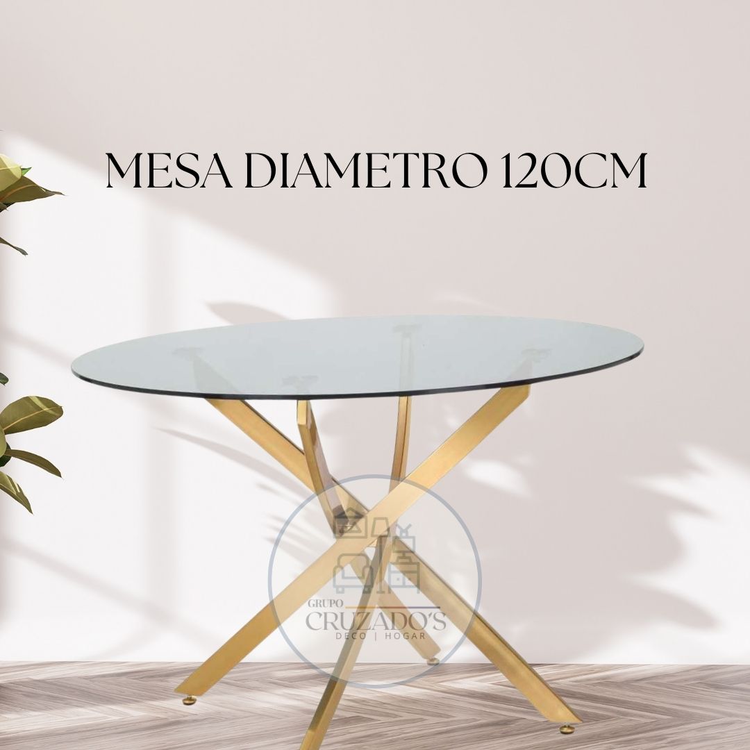 Mesa Dubái Gold circular 120 cm