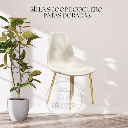 SILLAS SCOOP ECO CUERO PATAS DORADAS