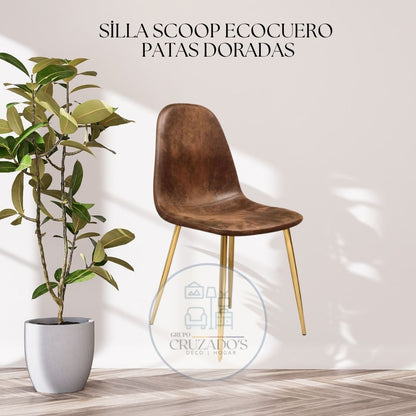 SILLAS SCOOP ECO CUERO PATAS DORADAS