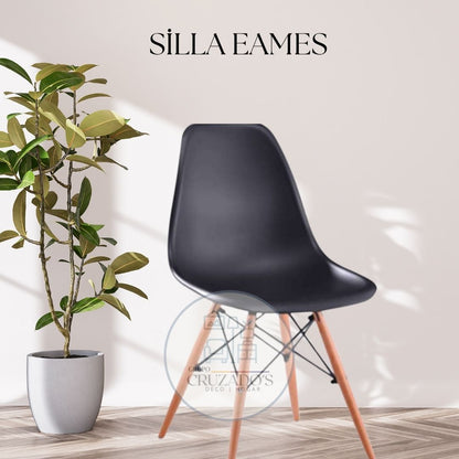 Mesa circular 100 cm + 4 sillas Eames