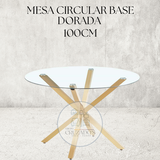 Mesa circular Tipo X Diametro 100 cm PATAS DORADAS