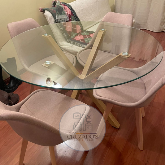 Comedor circular 120cm + Silla Tulip Lino