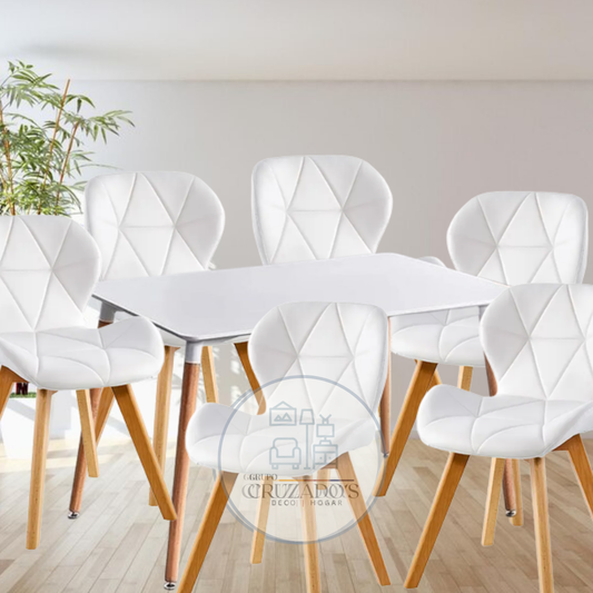 Juego de comedor Mesa 130x80 + sillas RADAR ECOCUERO
