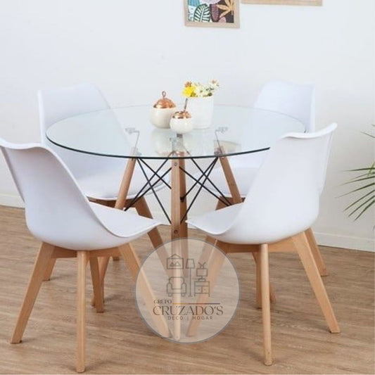 comedor Mesa circular 100 cm + sillas tulip