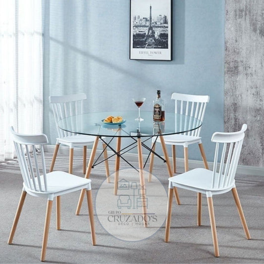 comedor Mesa circular 80cm mas 4 sillas windsor