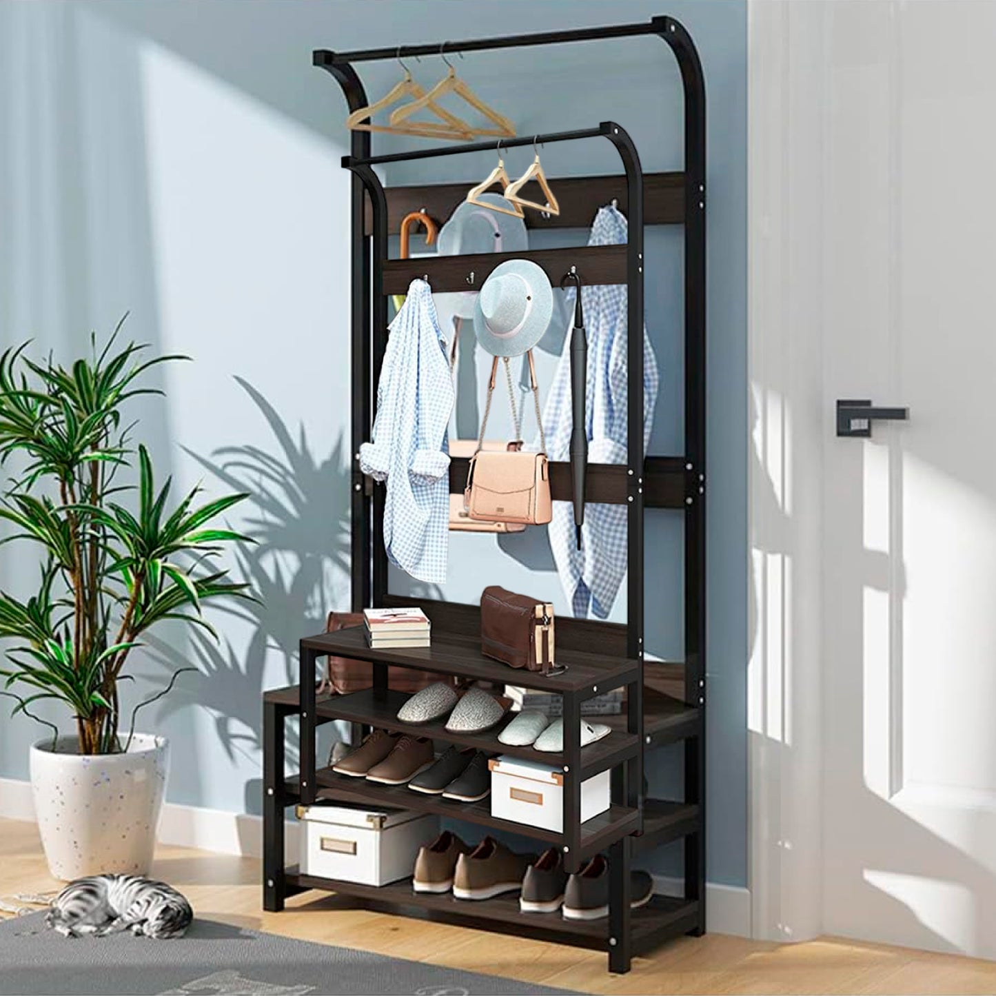 Mueble Organizador Perchero Colgador y Zapatero