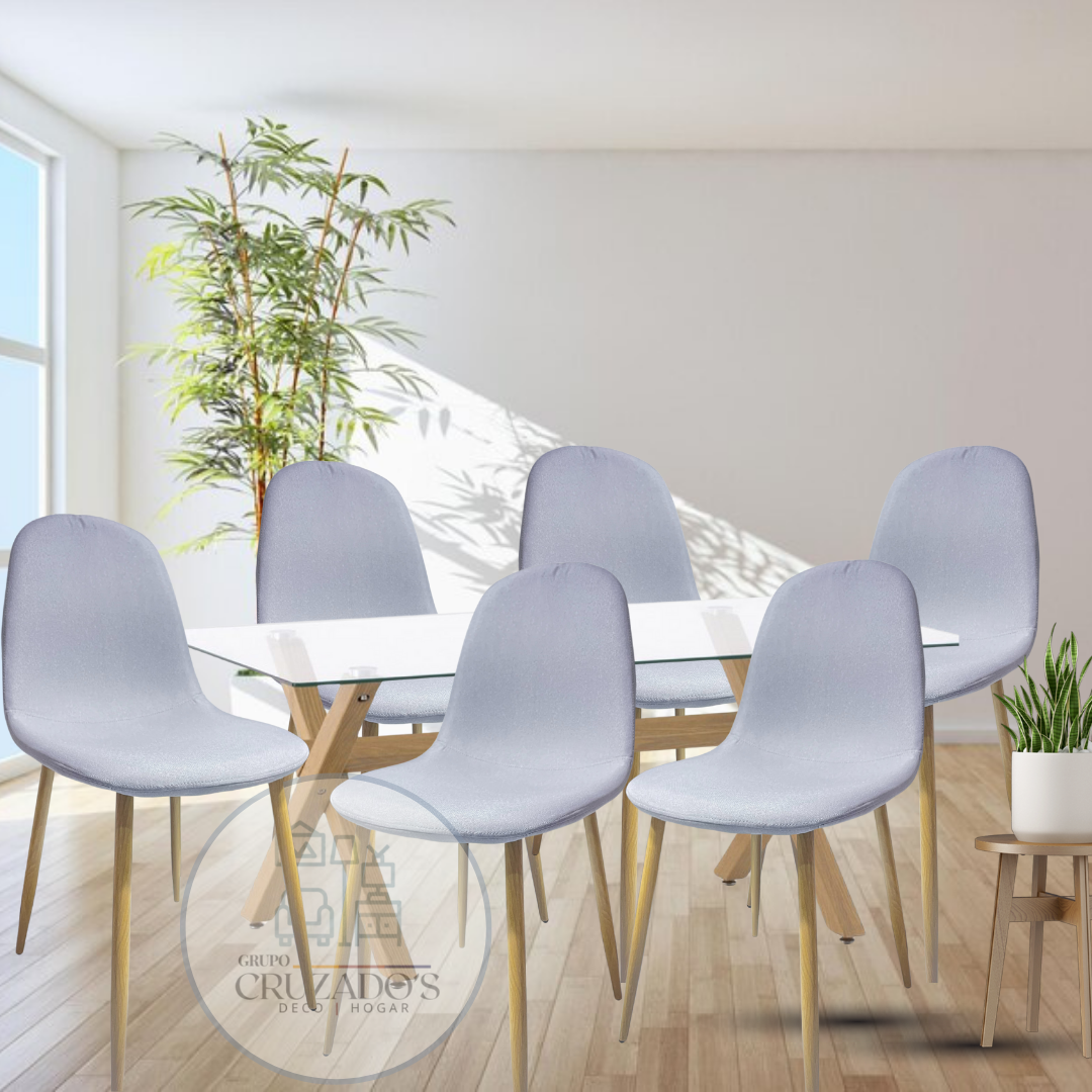 JUEGO COMEDOR 140X90 + SILLAS SCOOP