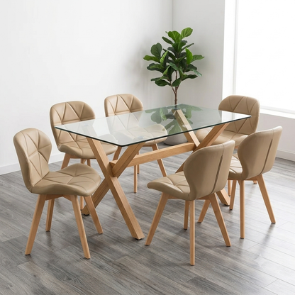 JUEGO COMEDOR 140X90 + SILLAS FIORI ECOCUERO