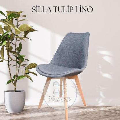 JUEGO COMEDOR 140X90 + SILLAS TULIP LINO