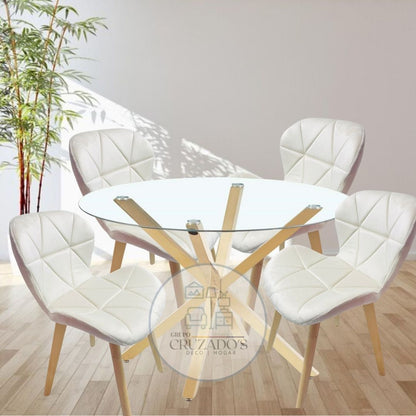 Mesa circular 100 cm + sillas radar Felpa