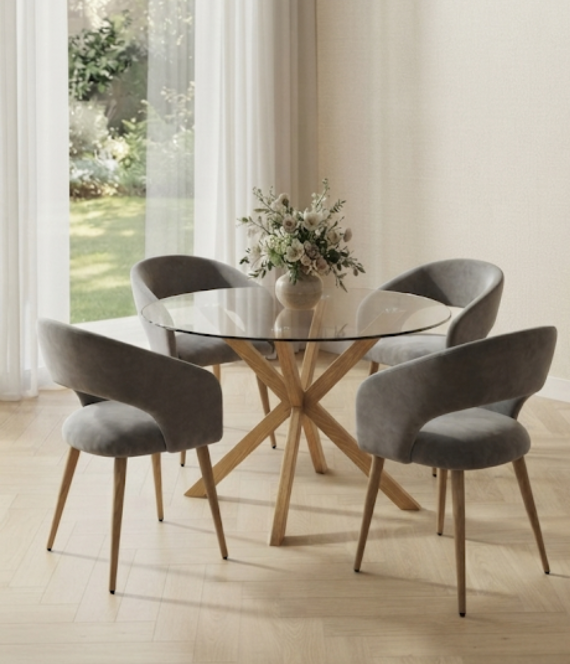 COMEDOR 100CM + 4 SITIAL SIENA