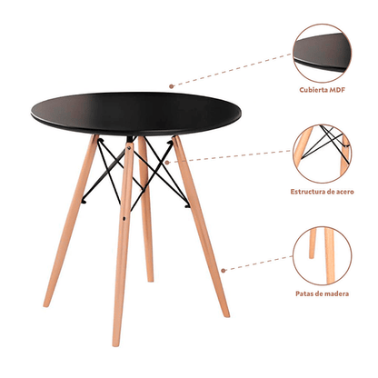 Mesa circular Eames MDF 80 cm