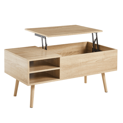 Mesa de Centro elevable con bandeja y almacenamiento - Madera