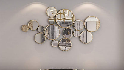 Espejo De Pared Burbujas De Metal 56 X 101 Cm Dorado