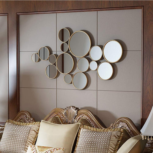 Espejo De Pared Burbujas De Metal 56 X 101 Cm Dorado