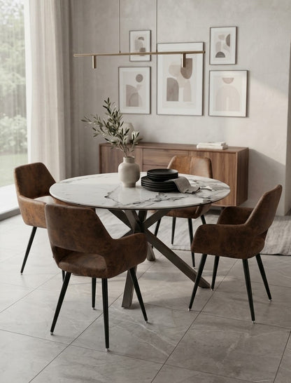 Comedor Circular 100cm + 4 sitiales CAFE
