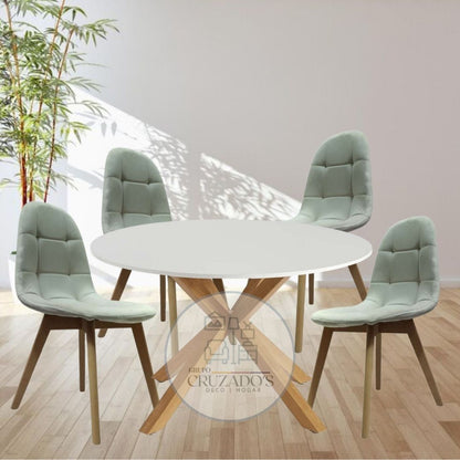 COMEDOR MESA CIRCULAR  100 cm+ SILLAS CAPITONE FELPA
