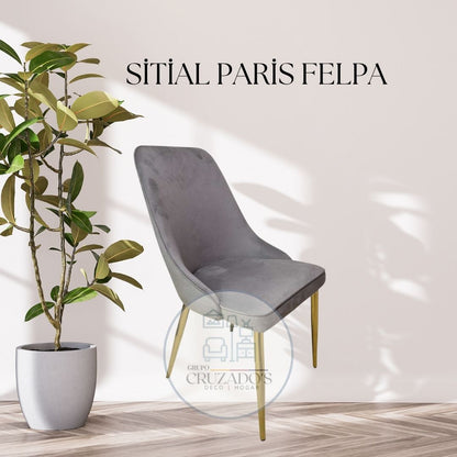 COMEDOR MESA CIRCULAR DORADO  100 cm+ 4 SILLAS ELEGANTE FELPA