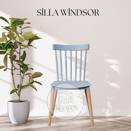 Mesa circular Negra 100 cm  + 4 sillas windsor