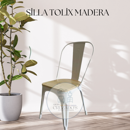 Silla Tolix asiento de madera