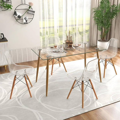 JUEGO COMEDOR 120x80 + SILLAS EAMES TRANSPARENTES