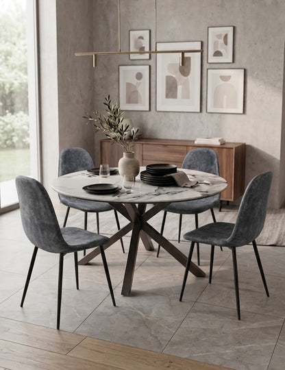COMEDOR CUARZO 100cm + 4 SILLAS ECOCUERO