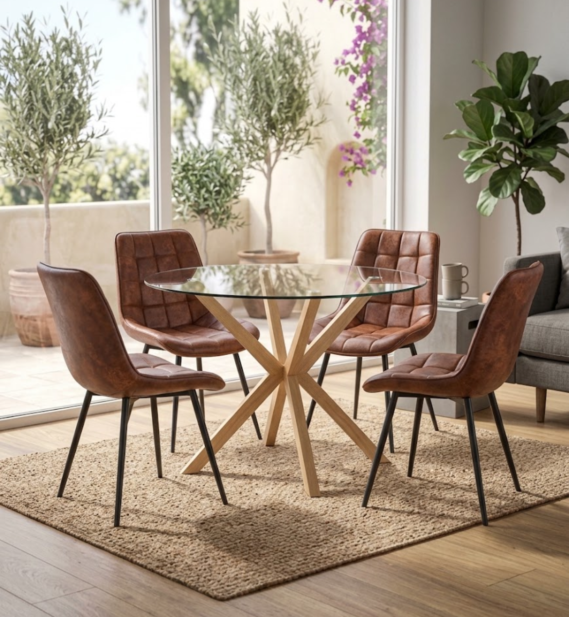 COMEDOR 100cm + 4 SILLAS ECOCUERO