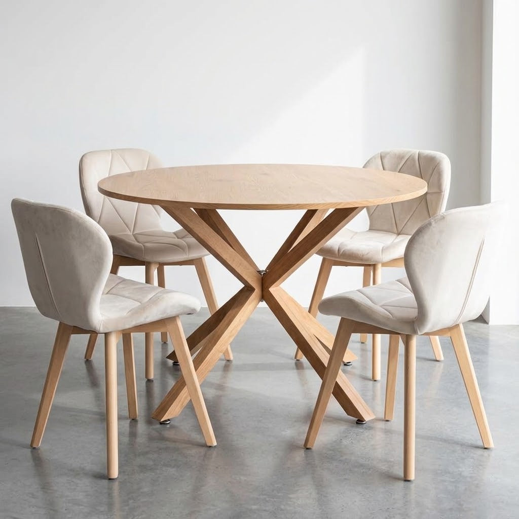 Mesa circular 120 cm  + sillas felpa