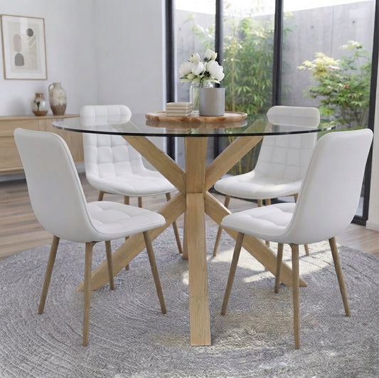 COMEDOR CIRCULAR  120 cm+ SILLAS CAPITONE FELPA