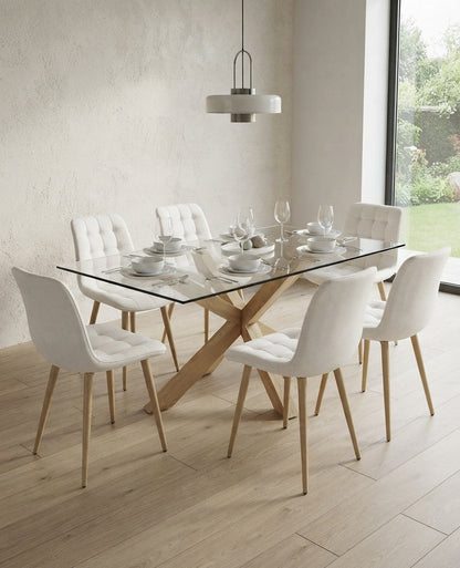 COMEDOR 140X80CM + SILLAS CAPITONE FELPA