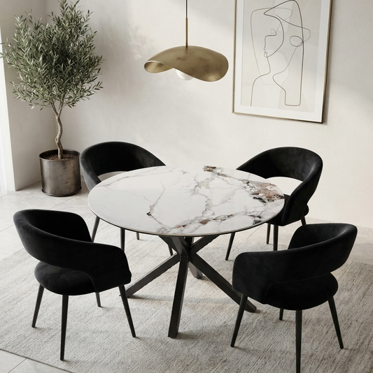 COMEDOR MARMOL 120CM + 4 SITIAL SIENA