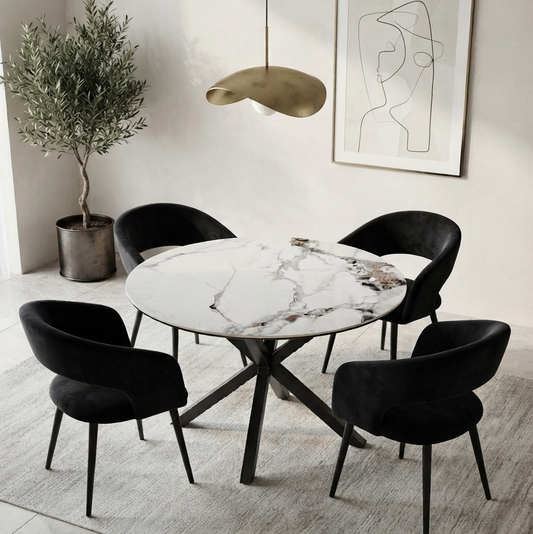 COMEDOR MARMOL 120CM + 4 SITIAL SIENA